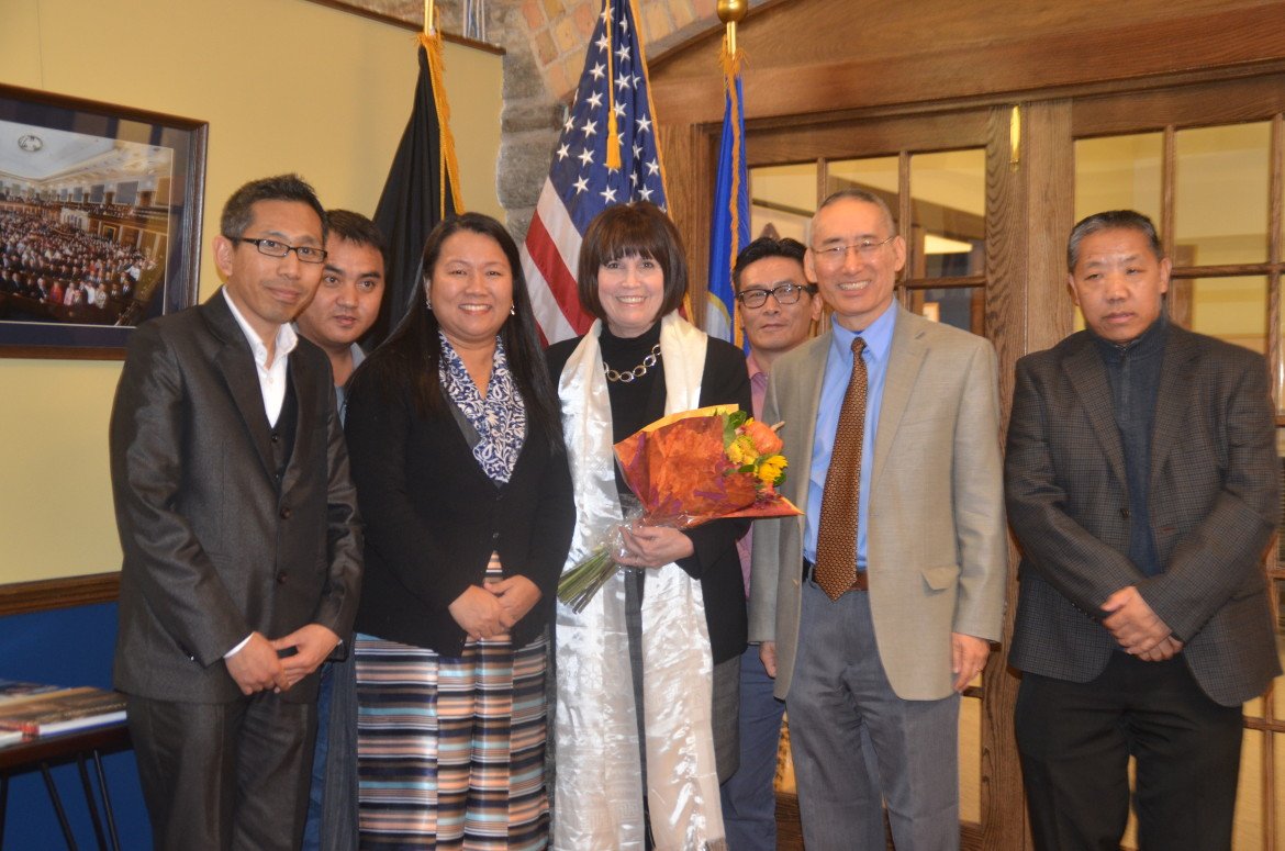 Board members of the Tibetan American Foundation of Minnesota along with Rep. Betty McCollum (center) at her office in St. Paul.